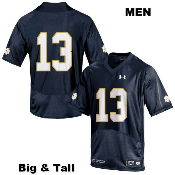 Men's NCAA Notre Dame Fighting Irish #13 Lawrence Keys III Stitched College Under Armour Authentic Navy Big & Tall No Name Football Jersey ZT10O84VL